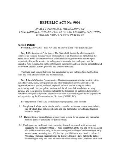 ra 9006|Republic Act No. 9006 .